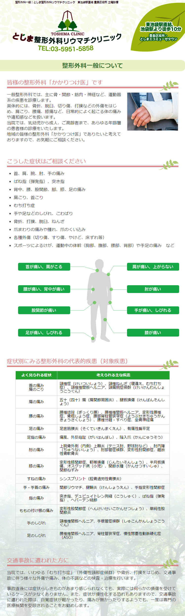 としま整形外科リウマチクリニックのお知らせ内容