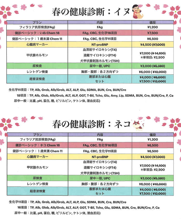 永福あにまるクリニックのお知らせ内容