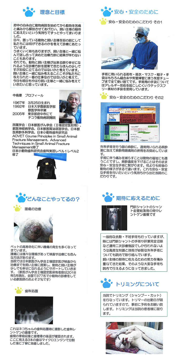 チコラ動物病院のお知らせ内容