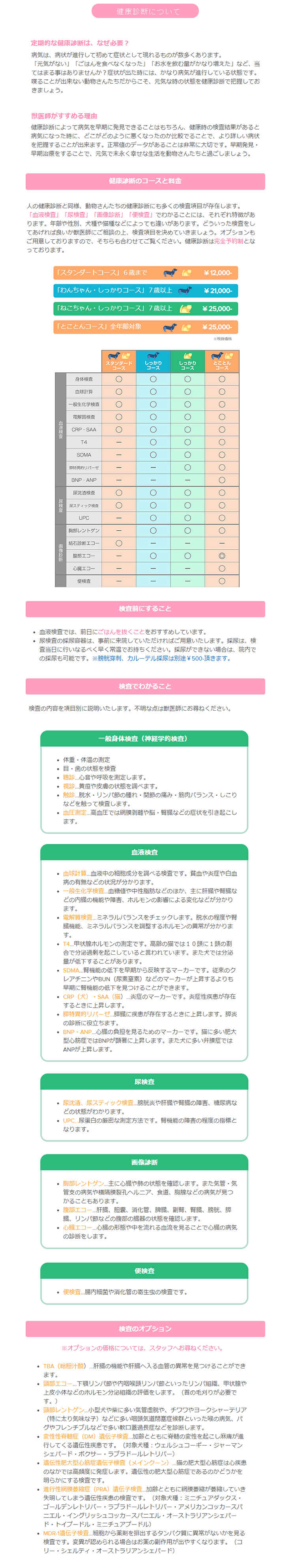 もふもふ動物病院のお知らせ内容